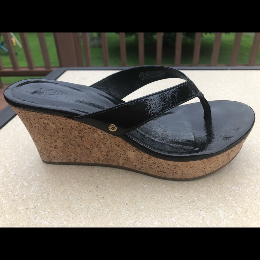 Ugg Natassia Platform Wedge Black Sandal